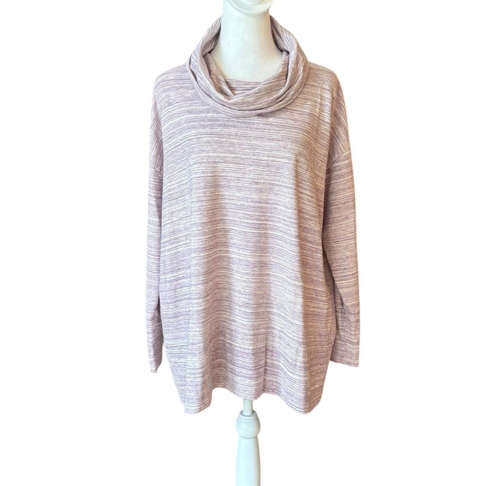 Garnet Hill Long Sleeve Cowl Neck Top Oversized Tencel Womens Small Pink Purple